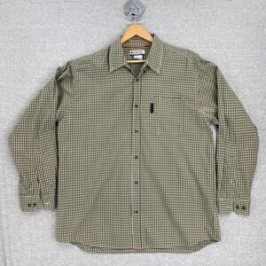 Columbia Shirt Mens Extra Large Brown Black Button Up Plaid Long Sleeve Outdoor